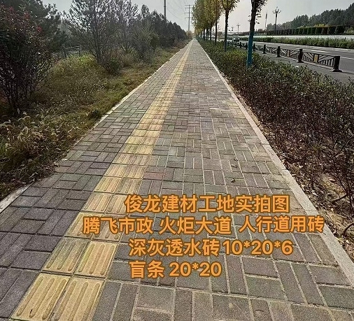 腾飞市政火炬大道人行道用砖（深灰透水砖） 